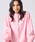 Mandarin  Collar Cotton Oversized Shirt- Rose Pink
